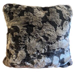NWOT NEW Aviva Stanoff Black/Brown Faux Fur Luxury Designer Pillow 20" x 20
